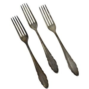 3 Vintage Dinner Forks Henckles Solingen Zwillingswerk Silverplate Flatware